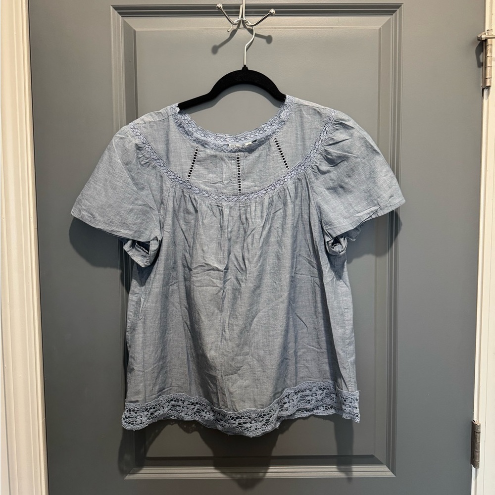 GAP Blue Lace Detail Top